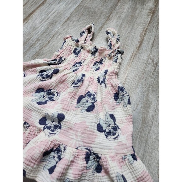 Disney Toddler Girls Minnie Mouse Woven Gauze Dress Pink Elastic Chest Sz 2T - Picture 2 of 7